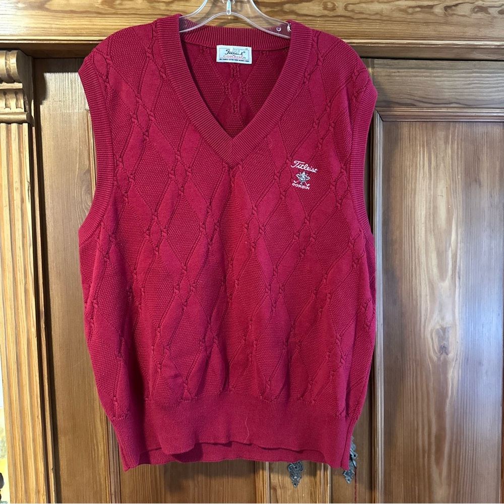 Titleist Men's Red Sweater Vest 100% cotton vintage